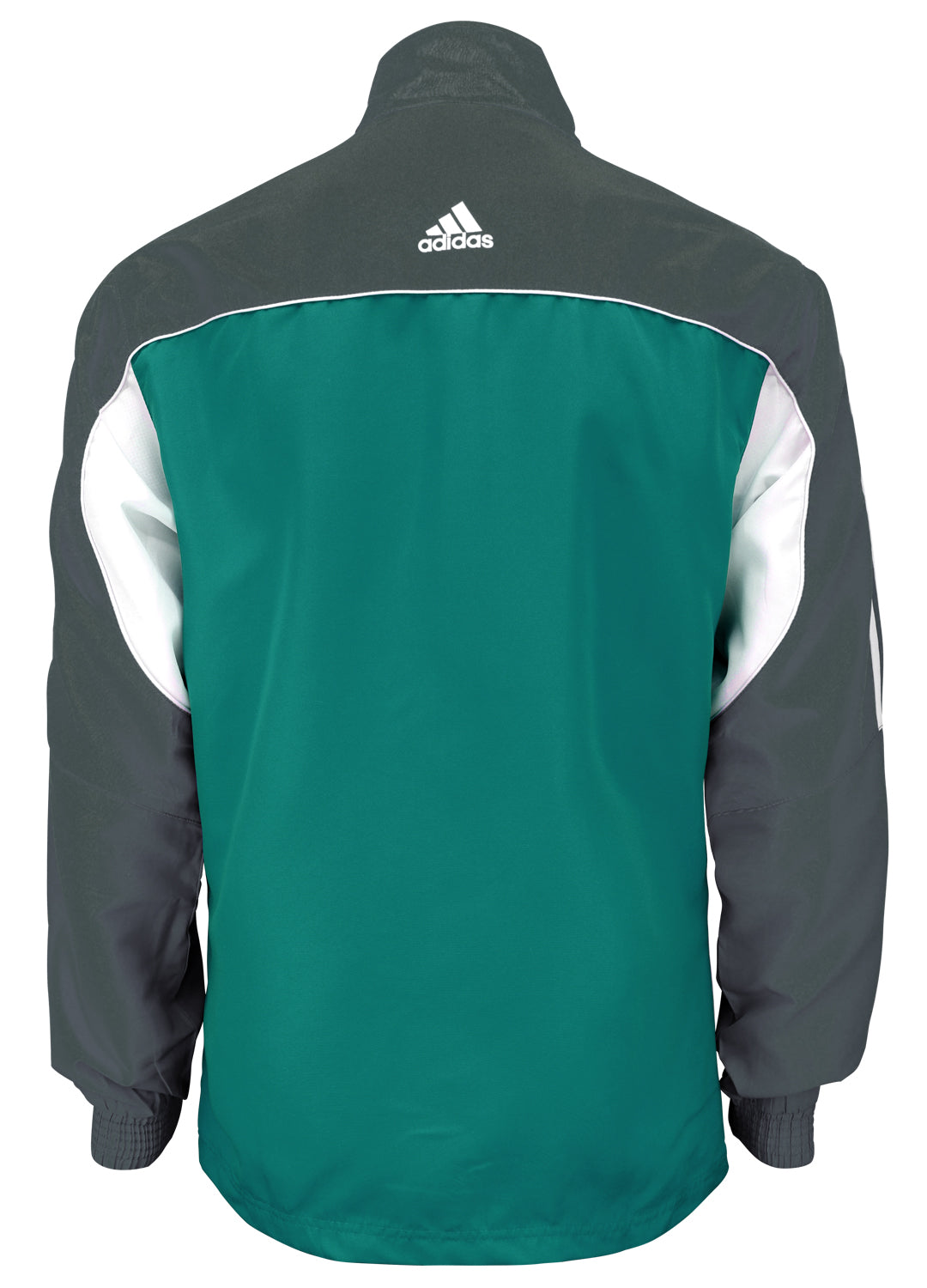 adidas Teal Grey White Windbreaker Style Team Jacket Back View