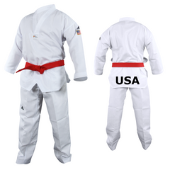 adi-Start II Taekwondo Uniform with USA on Hip and USA Flag Patch on Arm