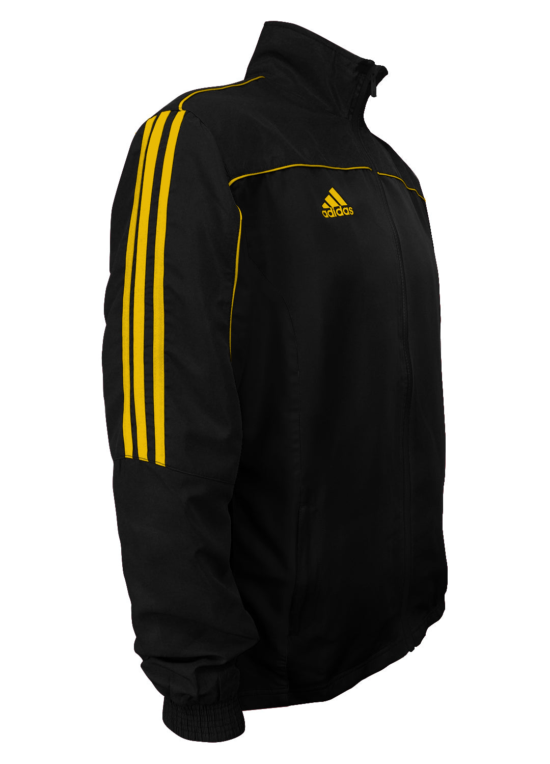 adidas Black with Gold Stripes Windbreaker Style Team Jacket Side View
