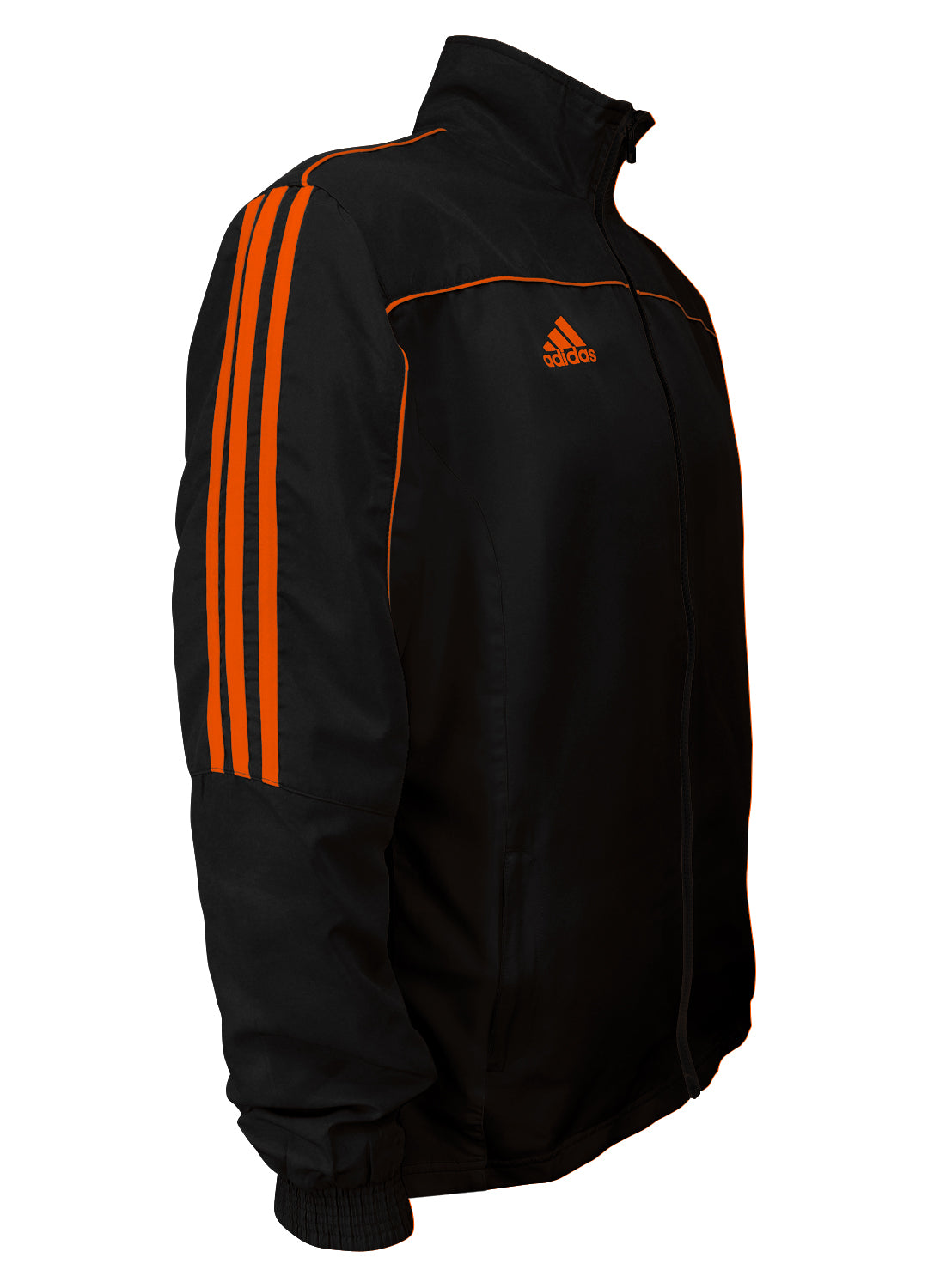 adidas Black with Neon Orange Stripes Windbreaker Style Team Jacket Side View
