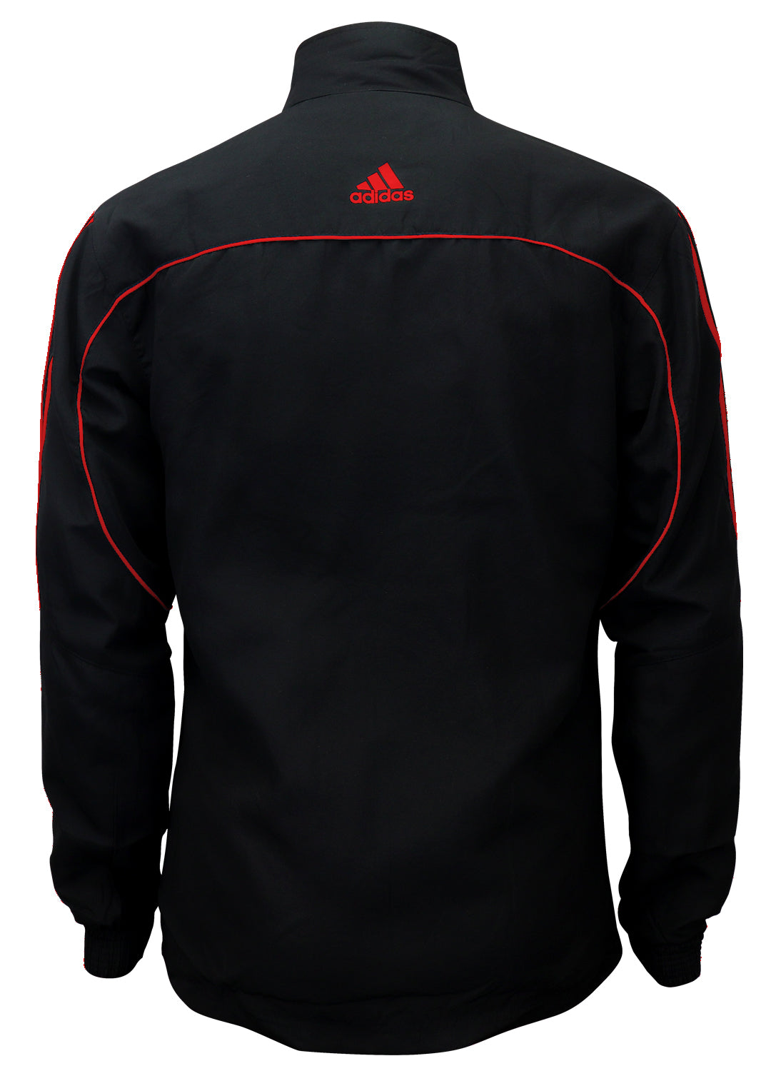 adidas Black with Red Stripes Windbreaker Style Team Jacket Back View