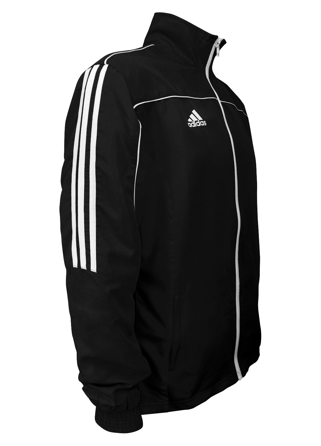 adidas Black with White Stripes Windbreaker Style Team Jacket Side View
