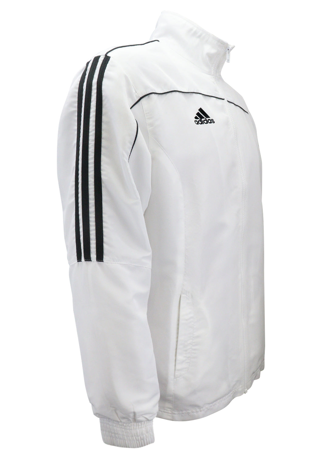adidas White with Black Stripes Windbreaker Style Team Jacket Side View